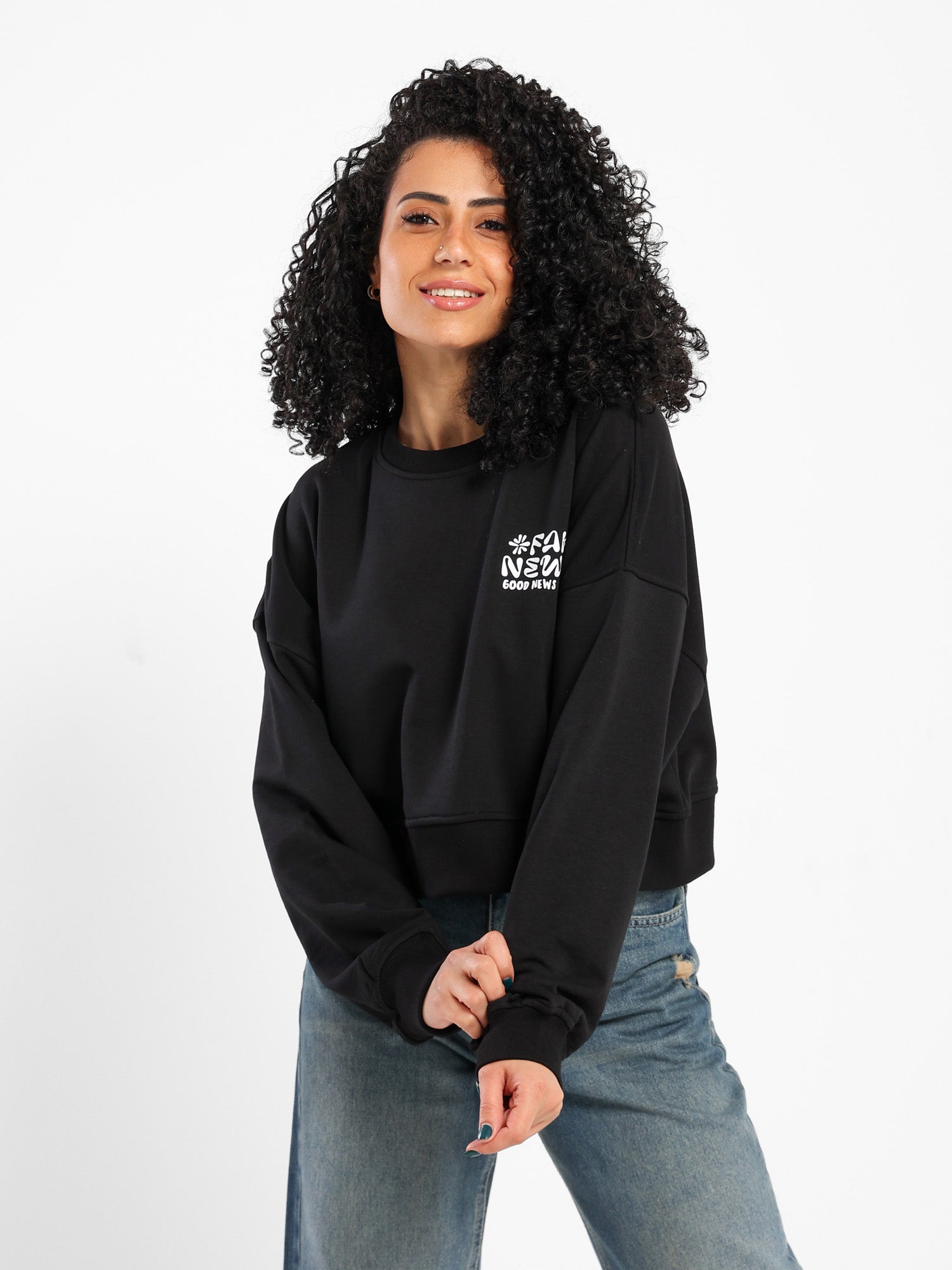 Cropped Sweatshirt with Place Print