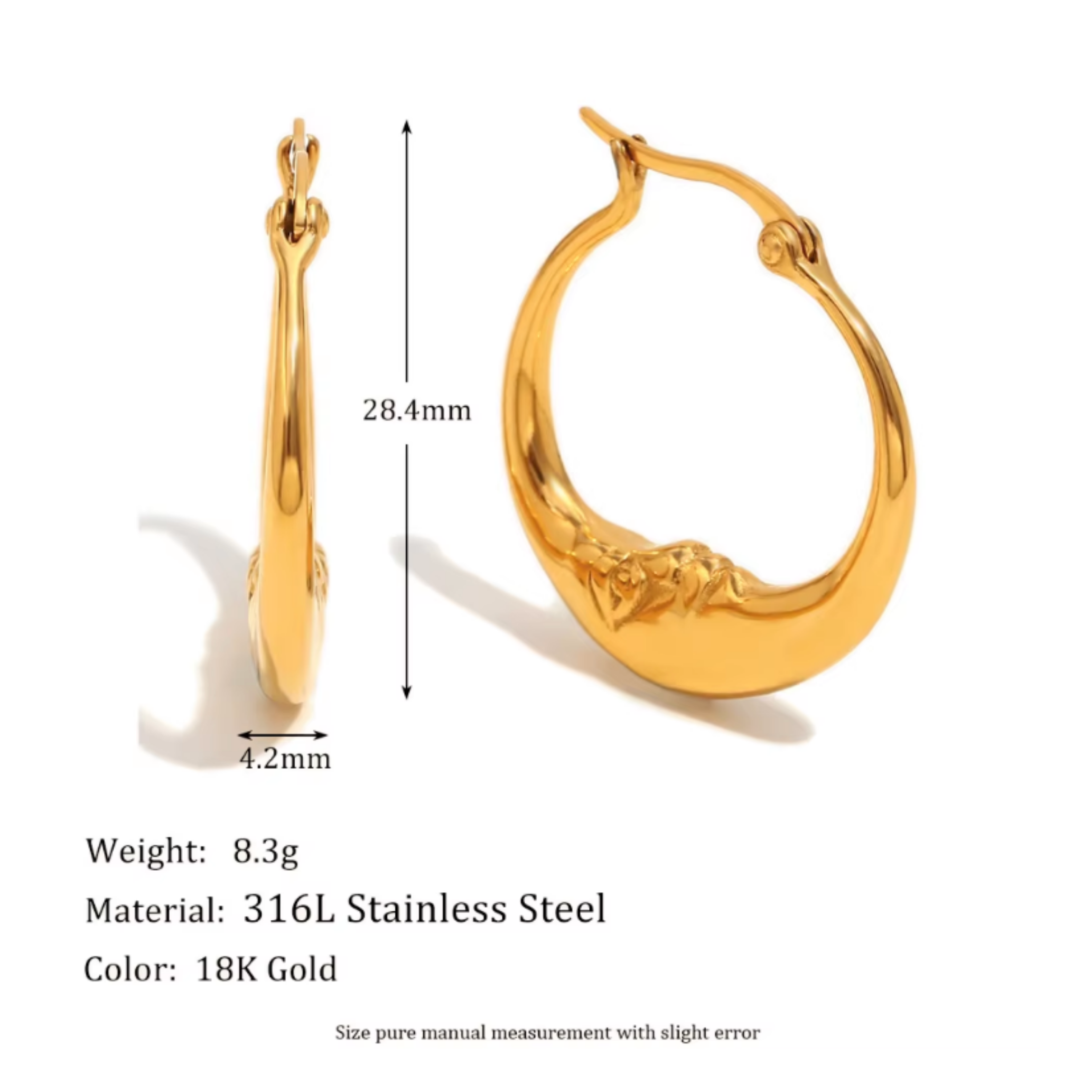 Moon face hoops - Gold