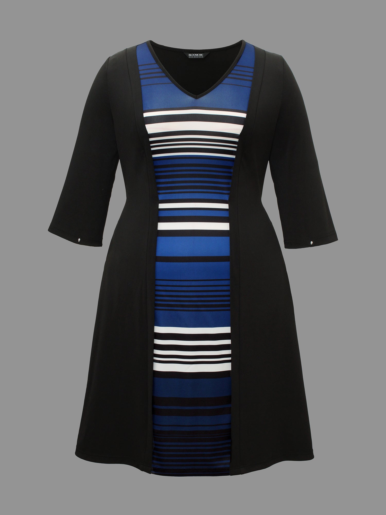 Striped Patchwork Contrast Knit Dress