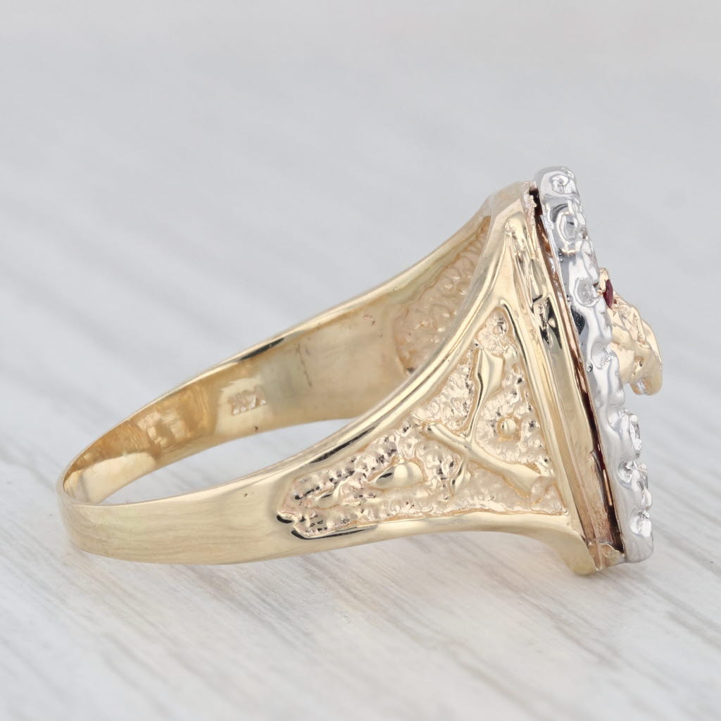 0.20ctw Diamond Horseshoe Horse Ring 14k Gold Size 11.5 Western Lab Created Ruby