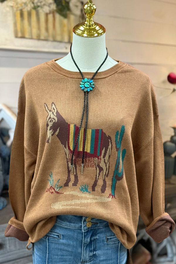 Western Horse Print Sweatshirt