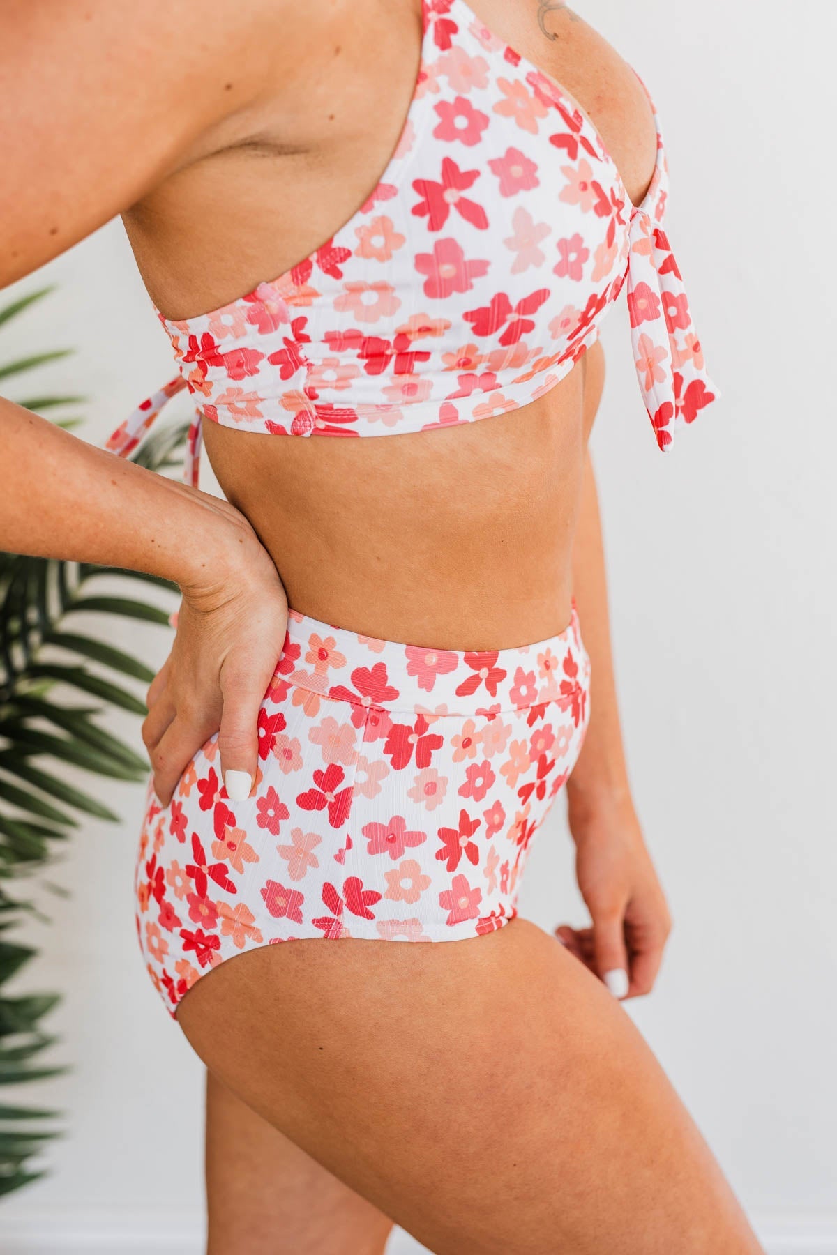 Making Waves High-Rise Swim Bottoms- Peach & Coral
