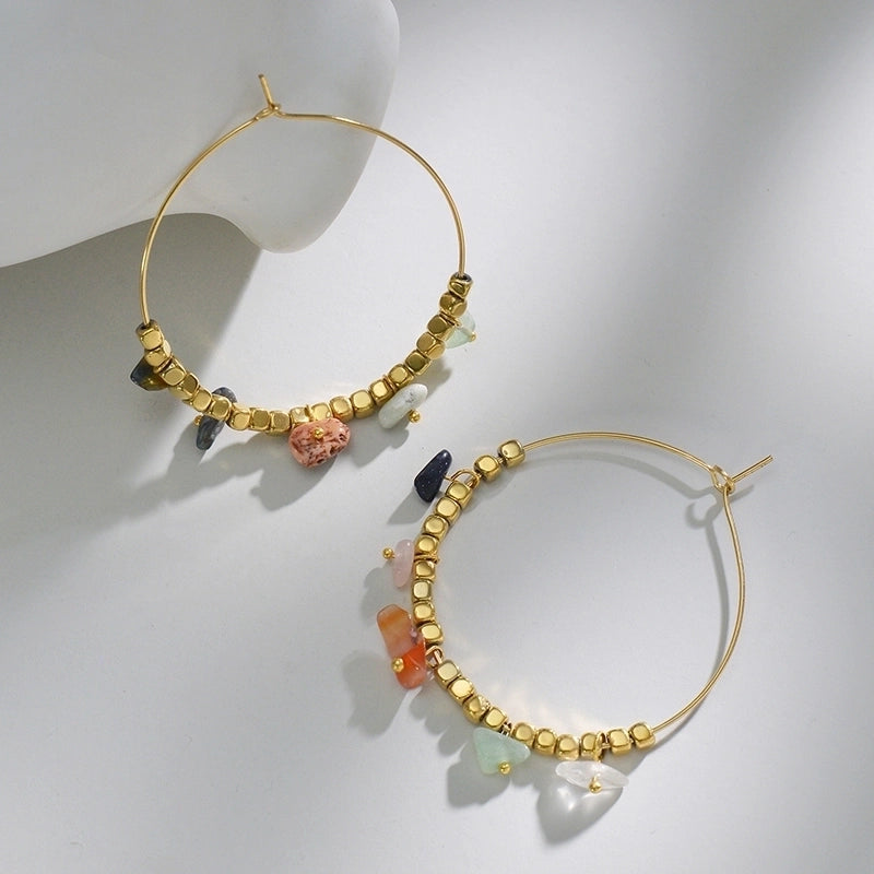 Sweet Solid Color Stainless Steel Earrings Beaded Plating Stainless Steel Earrings