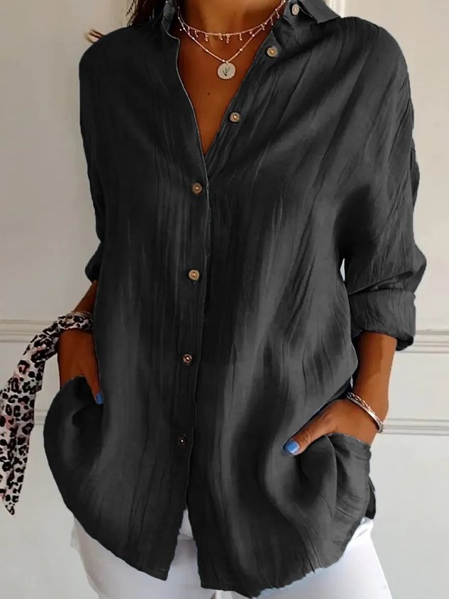 Plain Cotton Casual Blouse
