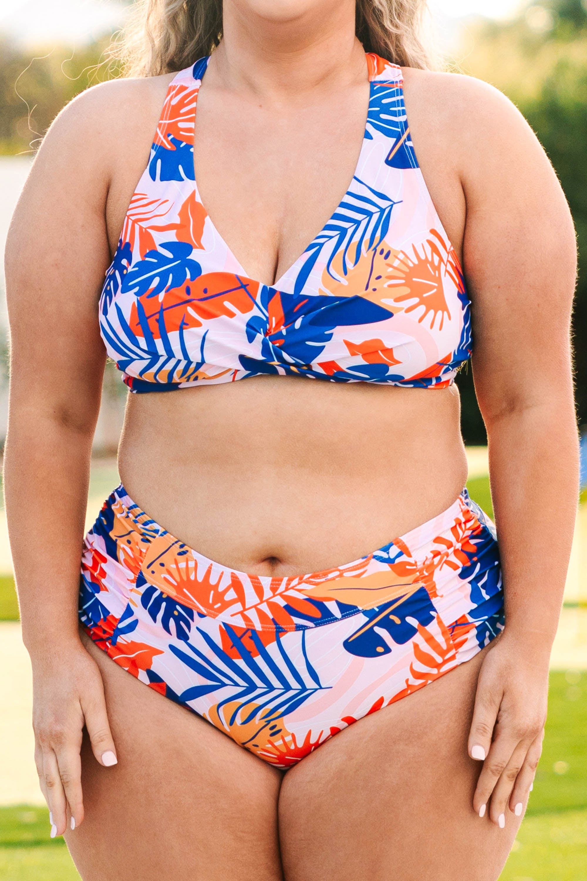 Oceans Of Love Swim Top. Orange Floral