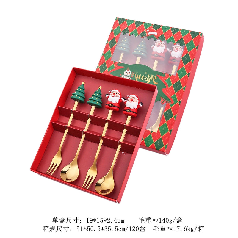 Christmas Cute Cartoon Stainless Steel Tableware 1 Set