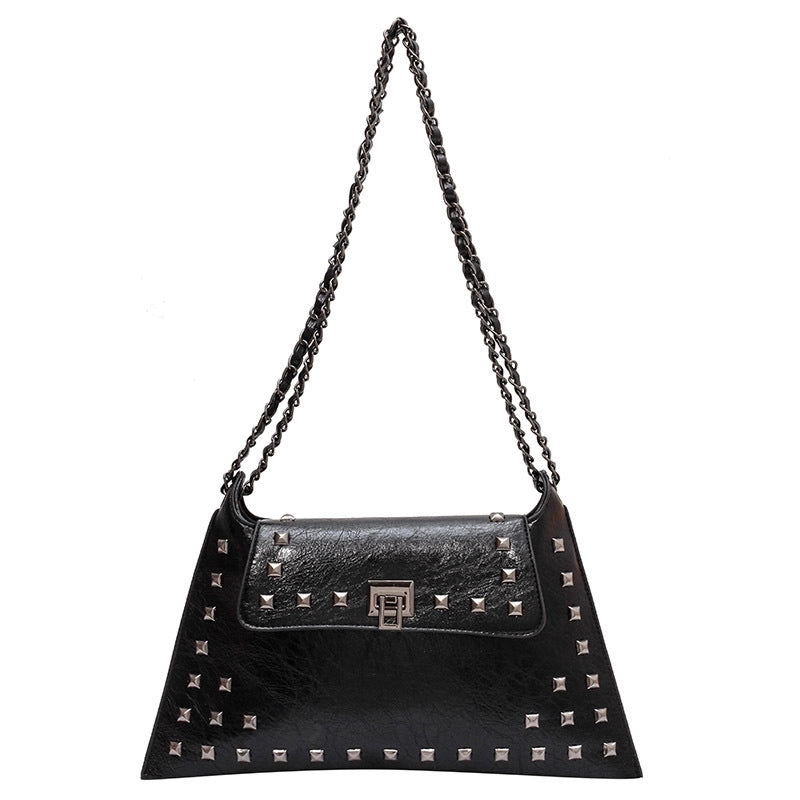 Women's Pu Leather Solid Color Streetwear Square Lock Clasp Shoulder Bag