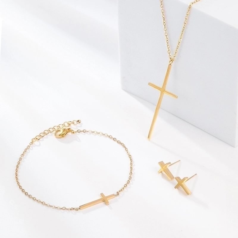 Fashion Cross Heart Shape Butterfly 201 Stainless Steel Shell 18K Gold Plated Plating Stainless Steel Jewelry Sets