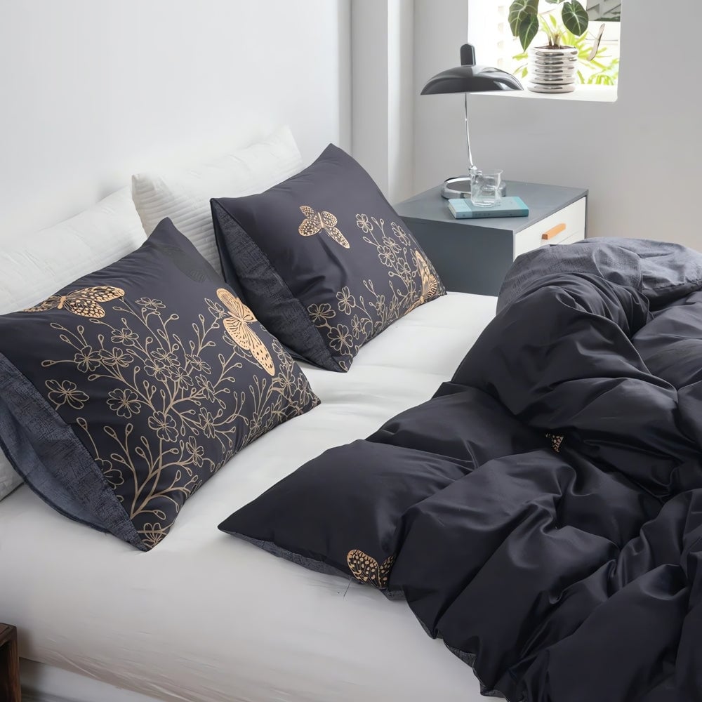 Midnight Butterfly Quilt Cover | 3pcs Set