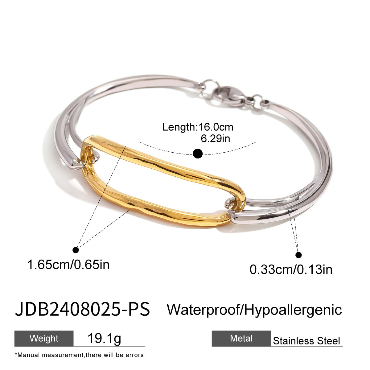 18K Stainless Steel Color Matching Geometric Bracelet Ins Simple Bracelet Titanium Steel Bracelet