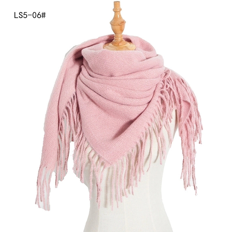 Scarf Women Tonglu Autumn And Winter New Polyester Spiny Hair Long Tassel Plaid Square Scarf Factory Direct Supply Shawl