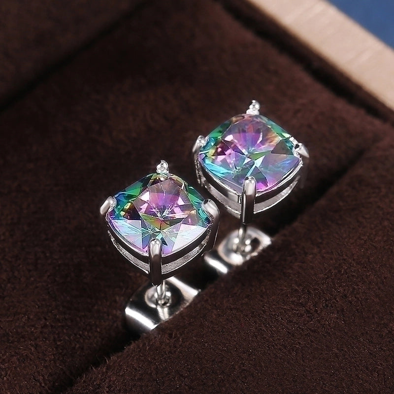 Fashion Square Zircon Geometric Copper Earrings