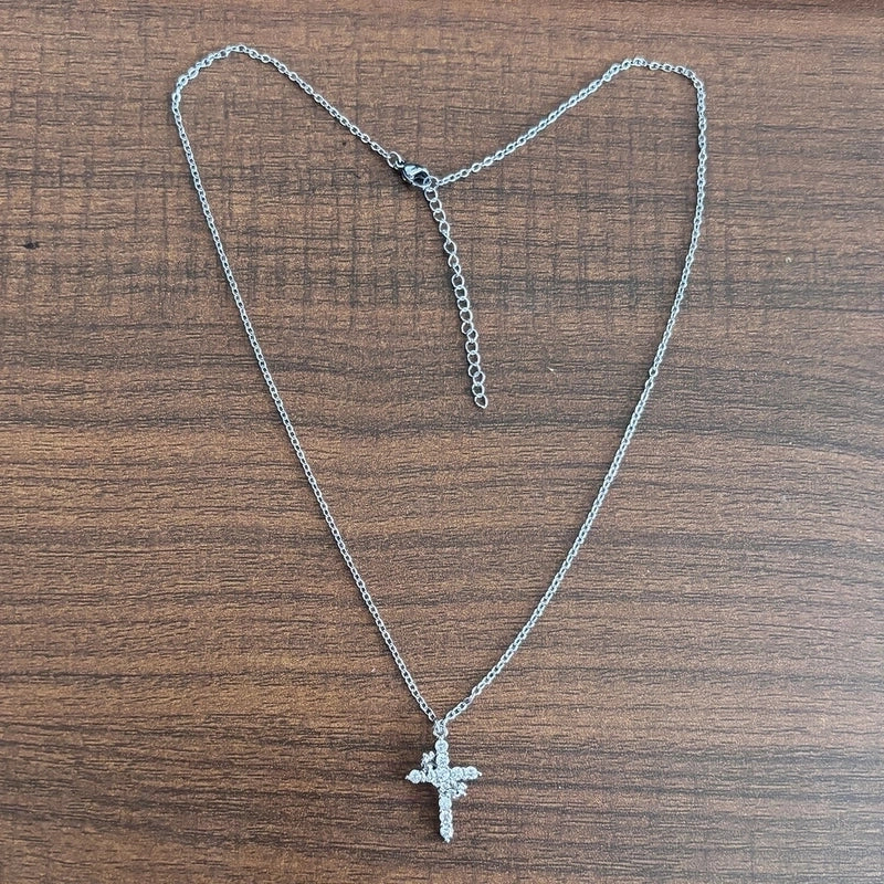 Minimalist Cross Titanium Steel Zircon 18K Gold Plated Plating Inlay Pendant Necklace