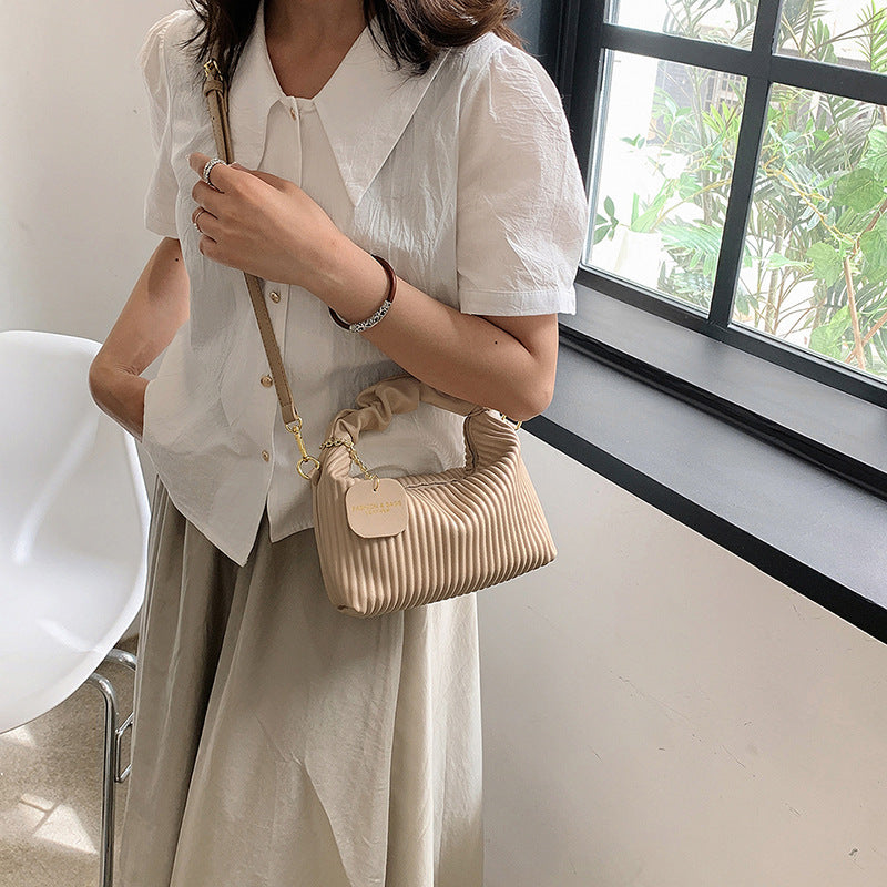 Retro Pleated  Small Square Shoulder Crossbody Bag