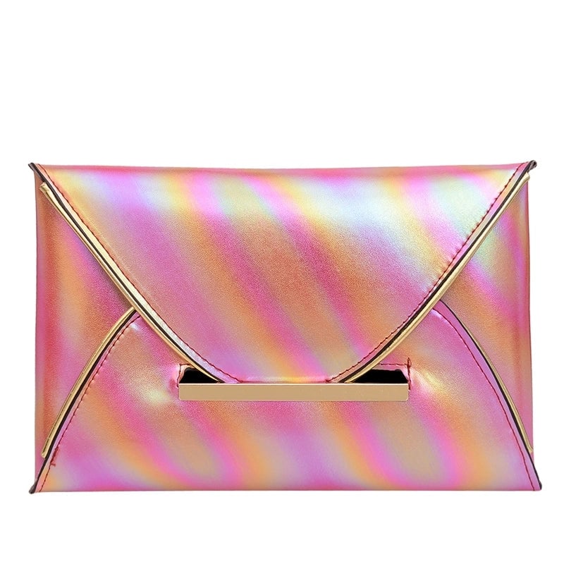 Women's Pu Leather Solid Color Basic Classic Style Flip Cover Envelope Bag Clutch Bag