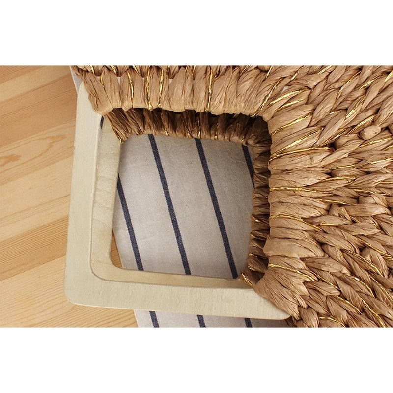 Women's Large Paper String Solid Color Vacation Beach Weave Open Straw Bag