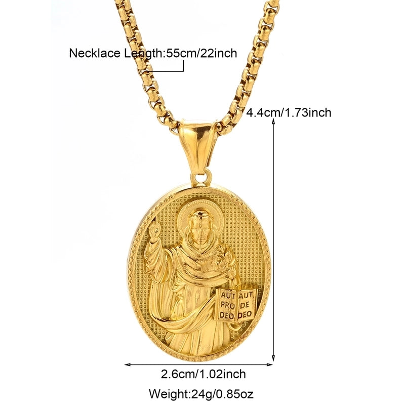 Modern Style Classic Style Portrait Cross Solid Color 304 Stainless Steel 18K Gold Plated Round Pendant Necklace