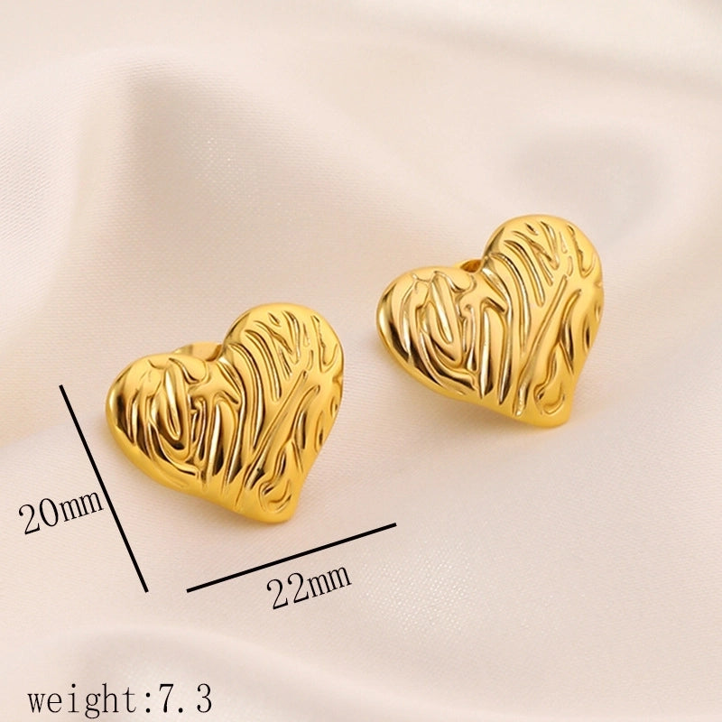 12 Pieces Minimalist Commute Geometric Heart Shape Plating Titanium Steel Drop Earrings Earrings Ear Studs