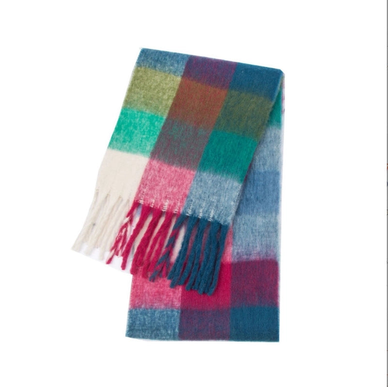 Women's Casual Minimalist Lattice Polyester Tassel Scarf