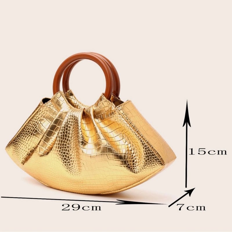 Gold Silver Orange Pu Leather Solid Color Crocodile Shell Evening Bags