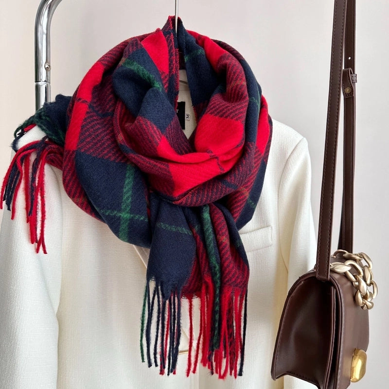 Women's Vintage Style Classic Style Lattice Imitation Cashmere Scarf