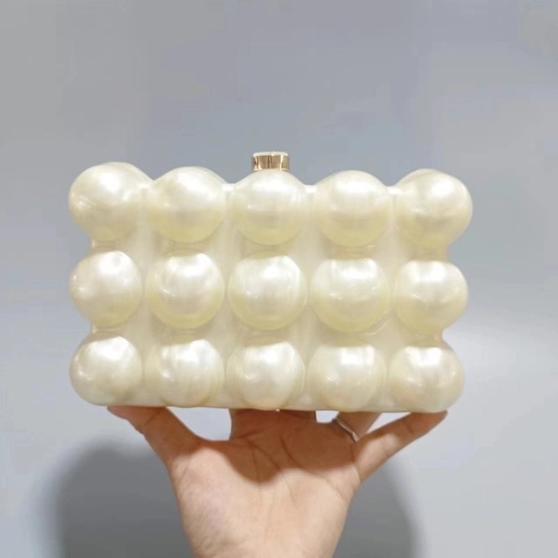 White Rose Red Green Arylic Solid Color Square Evening Bags