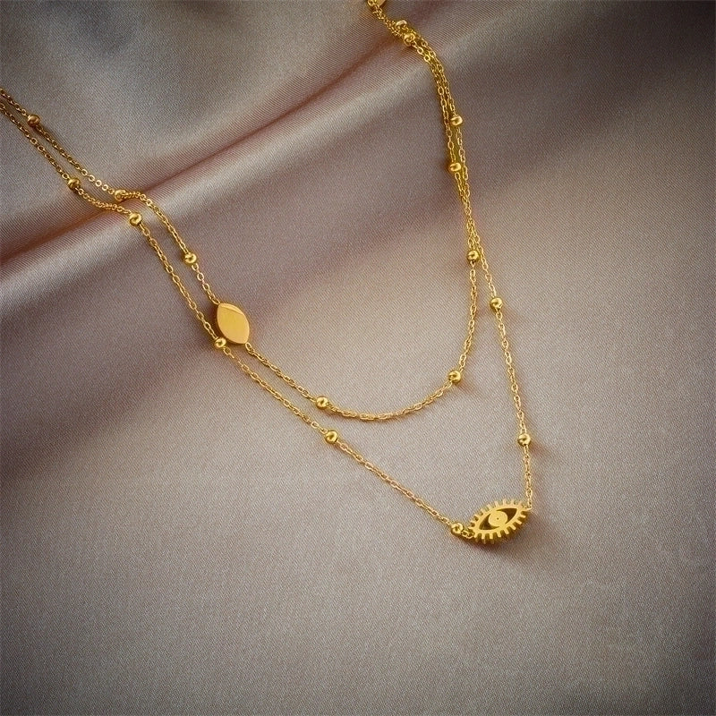 Fashion Devil'S Eye 304 Stainless Steel 18K Gold Plated Plating Stainless Steel Necklaces