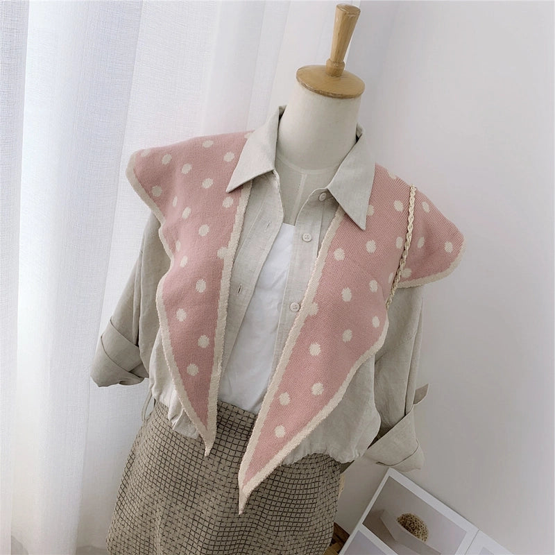 Women's Sweet Minimalist Polka Dots Heart Shape Flower Yarn Polyester Scarf Shawl
