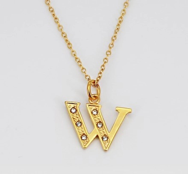 Minimalist Letter 304 Stainless Steel Rhinestones Inlay Stainless Steel Necklaces