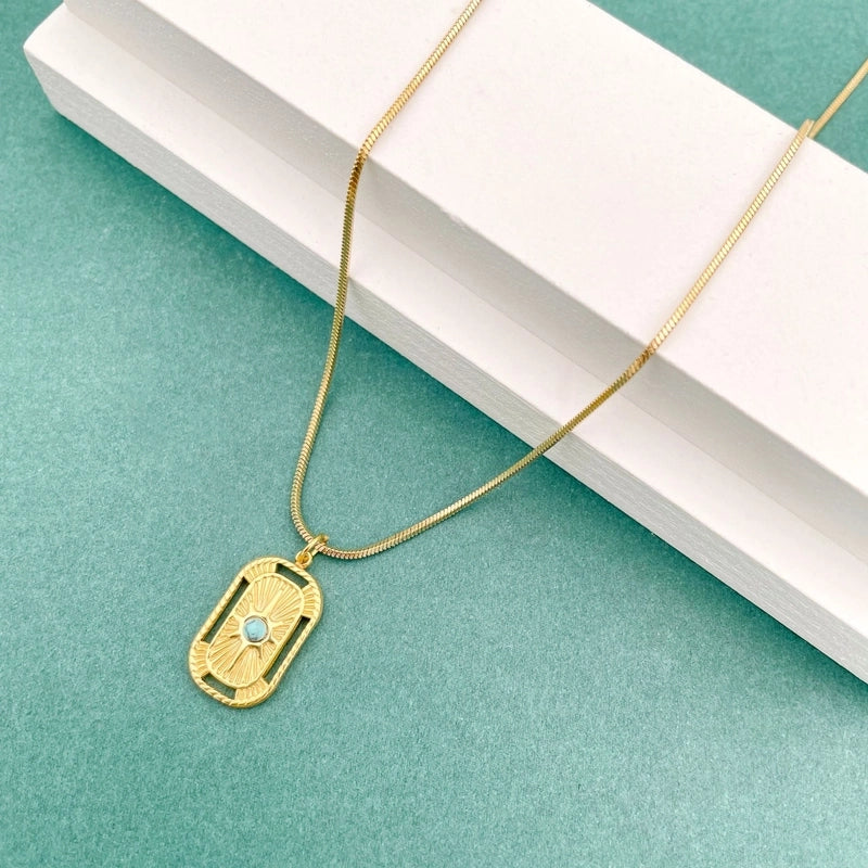 Fashion Round Water Droplets 304 Stainless Steel Natural Stone Zircon 14K Gold Plated Plating Inlay Stainless Steel Necklaces