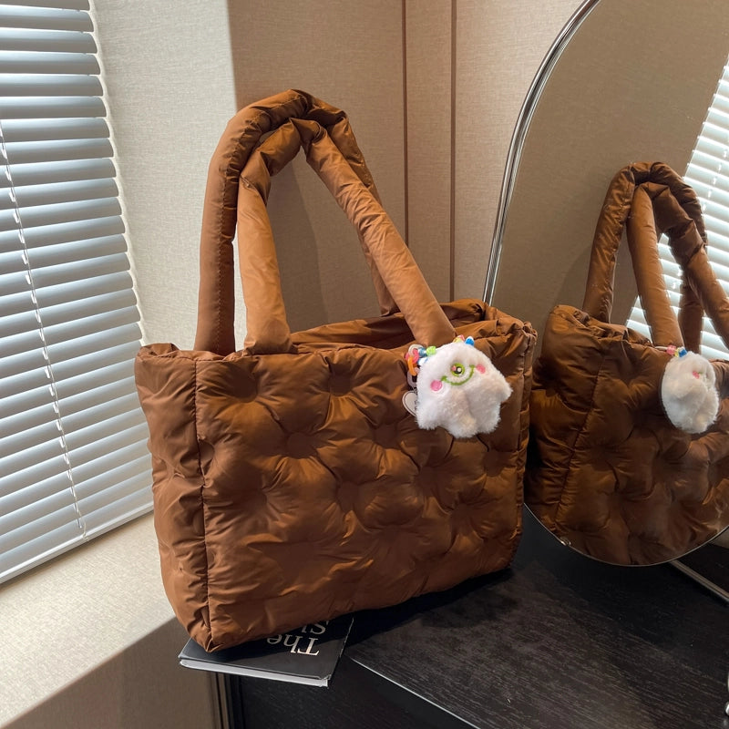 Women's Medium Cloth Solid Color Classic Style Square Zipper Tote Bag