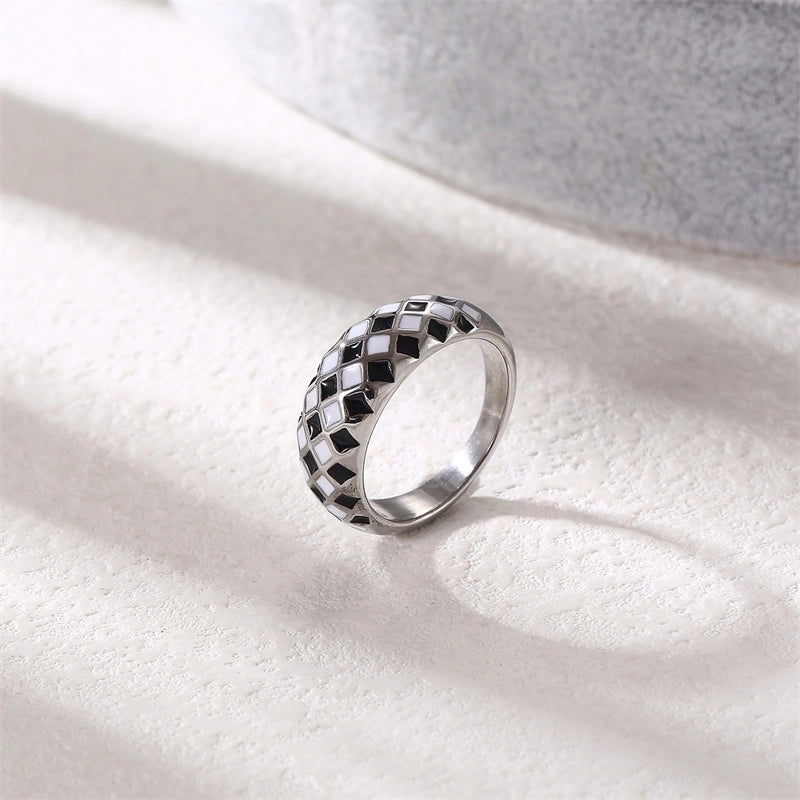 Elegant Minimalist Classic Style Round Stainless Steel Titanium Steel Gold Plated Polishing Plating Rings