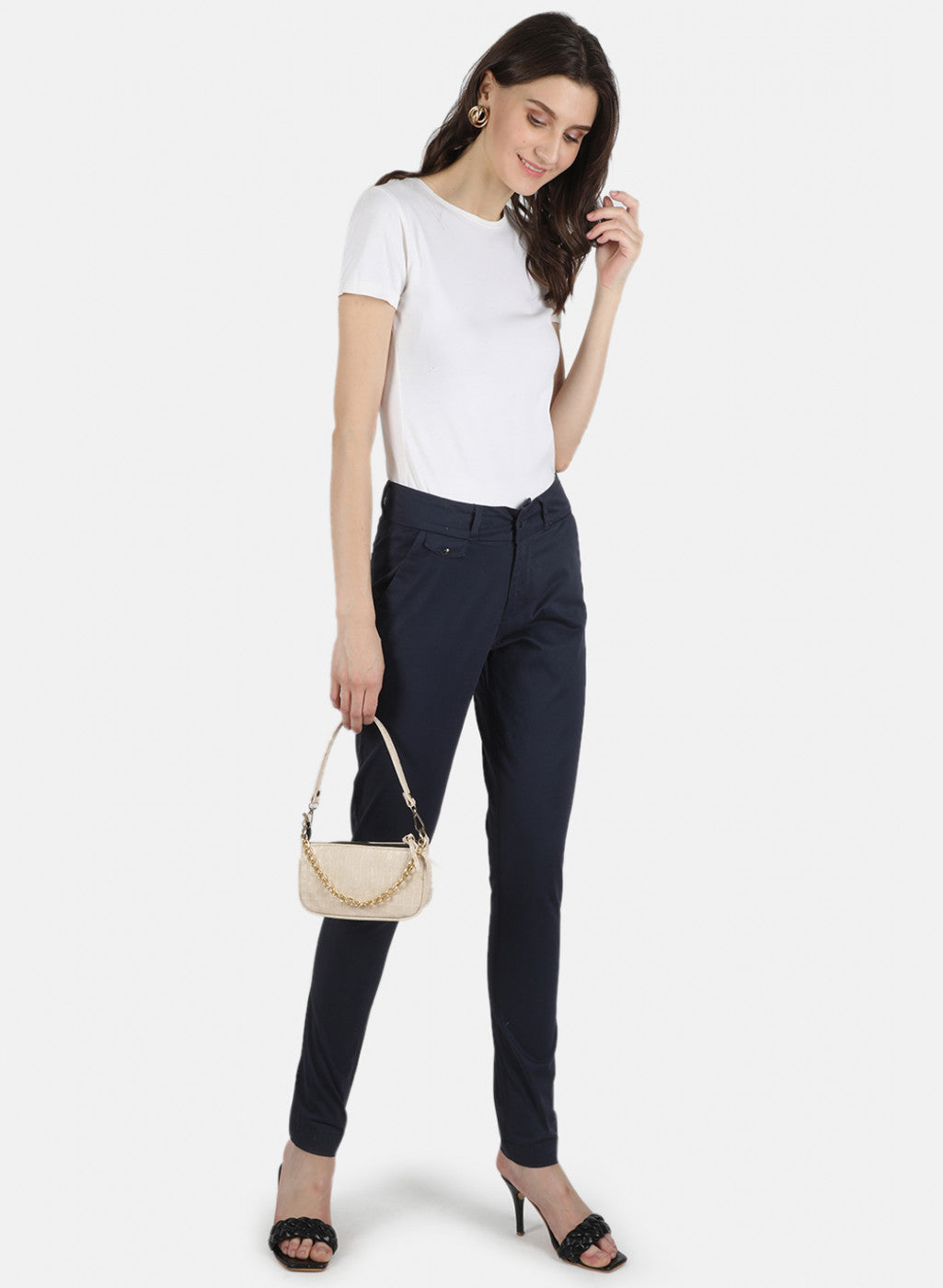 Women Navy Blue Slim Fit Trouser