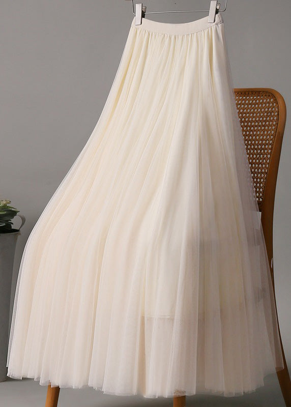 Loose Pink Elastic Waist Tulle A Line Skirts Summer