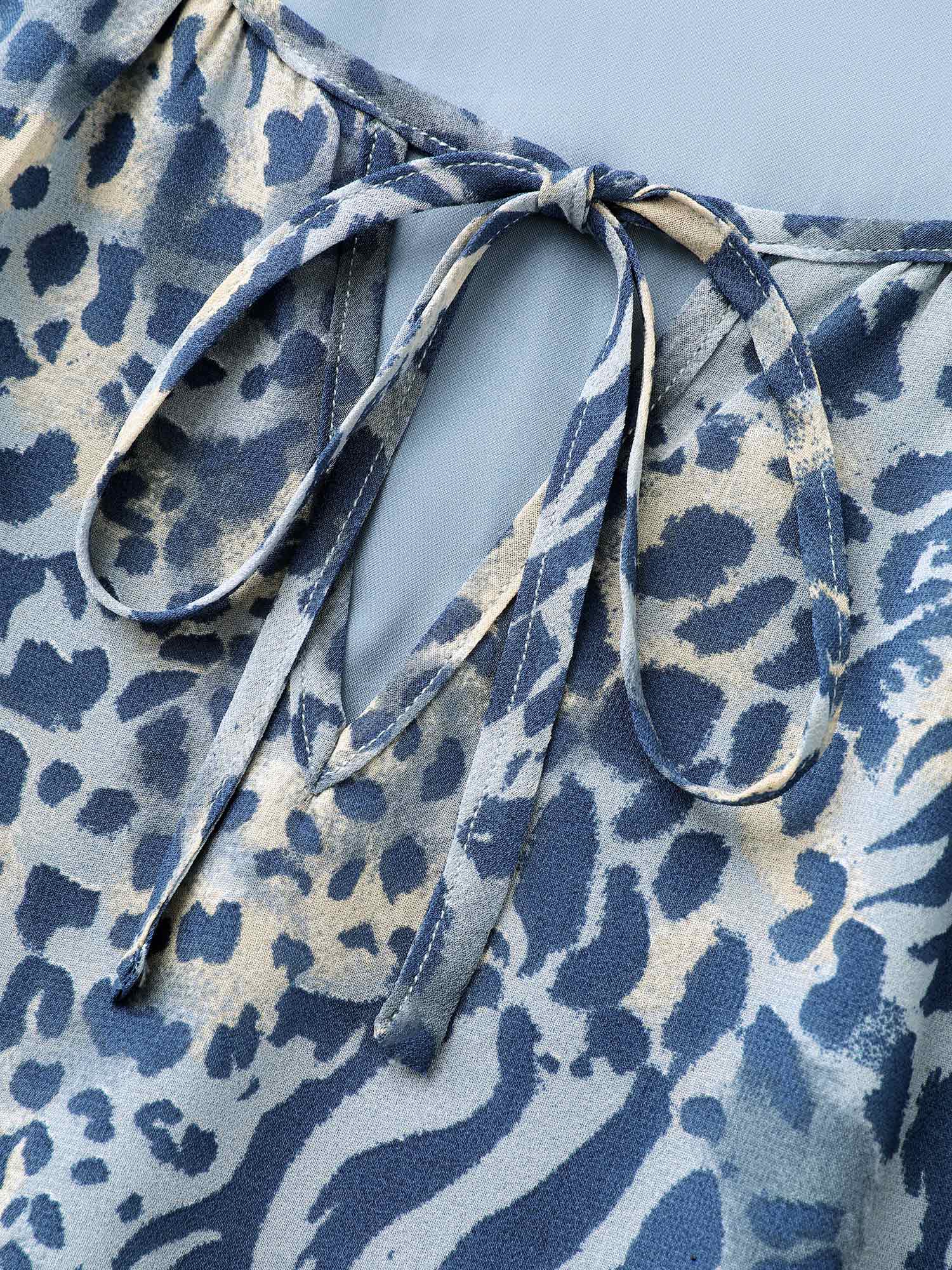 Leopard Print Chiffon Tie Knot Dress