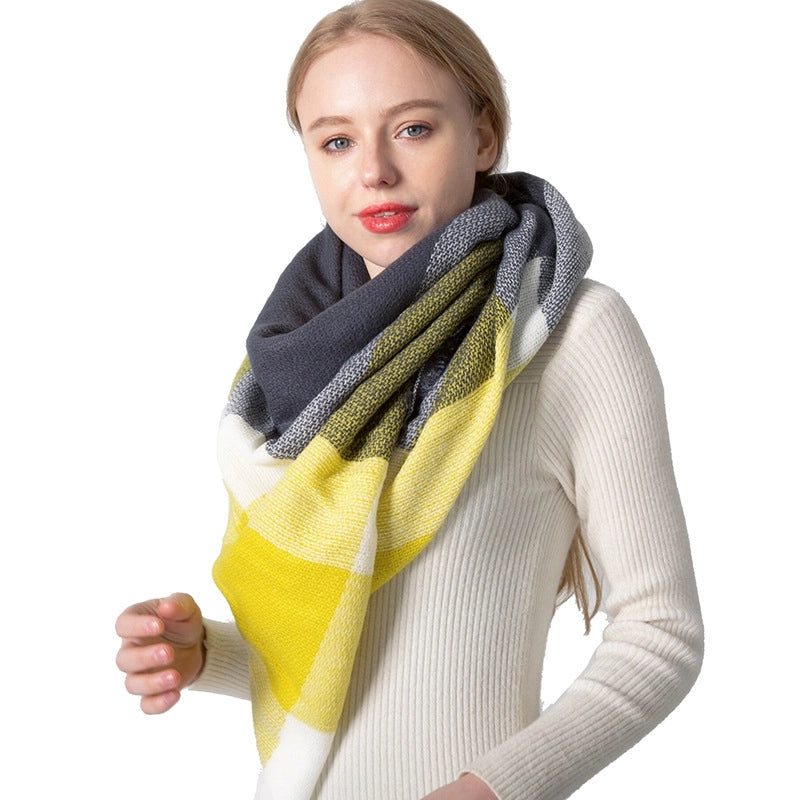 Women's Casual Color Block Imitation Cashmere Scarf