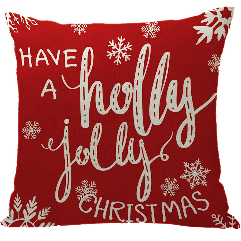 Fashion Letter Snowflake Elk Linen Pillow Cases