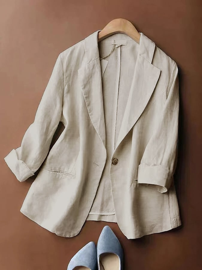 Cotton Linen Solid Color Loose Casual Jacket Thin Suit
