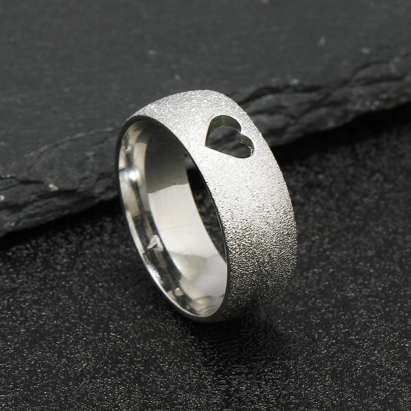 Stainless Steel Minimalist Electrocardiogram Heart Shape Plating Hollow Out Rings