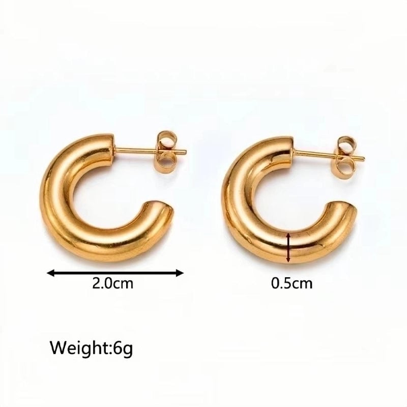 1 Pair Minimalist C Shape Plating Stainless Steel 18k Gold Plated Ear Studs