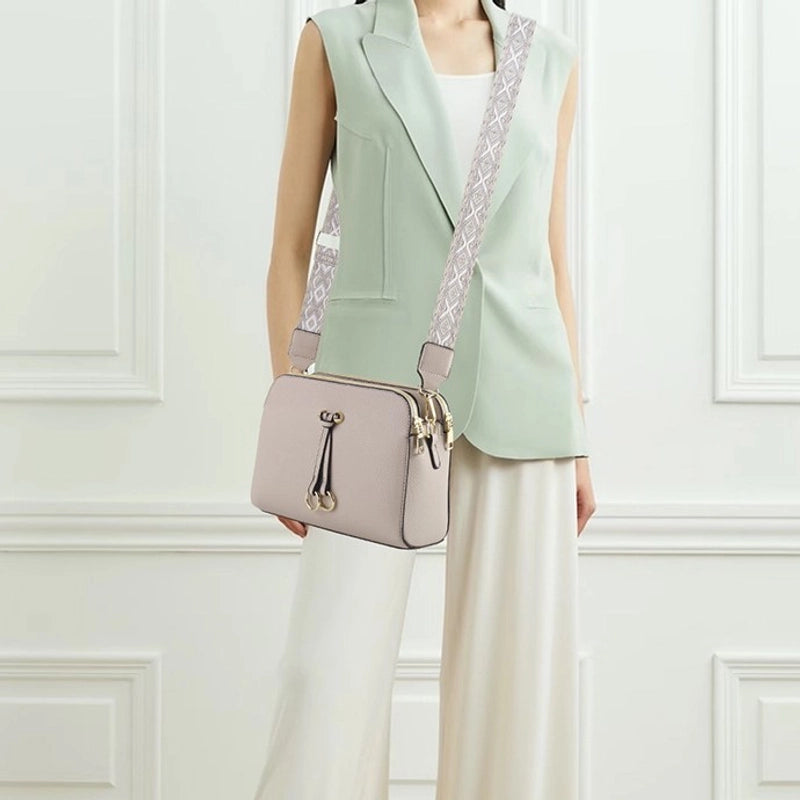 Women's Medium Pu Leather Solid Color Basic Classic Style Zipper Crossbody Bag