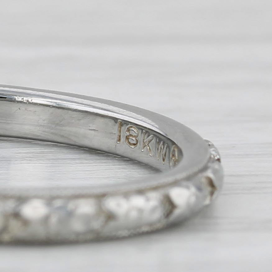 Orange Blossom Traub Vintage Wedding Band 18k White Gold Stackable Ring Size 6.5