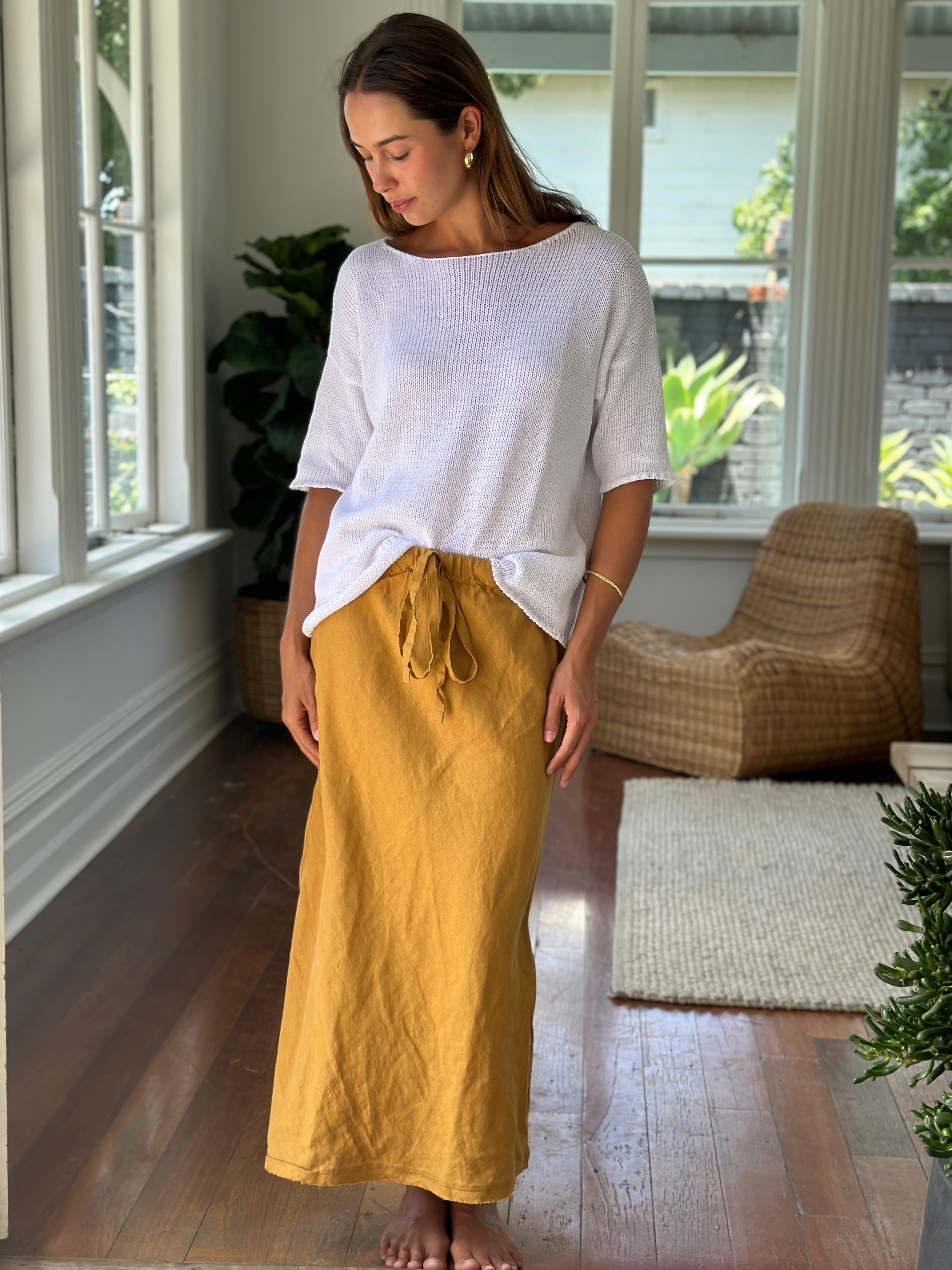 anthea skirt-turmeric linen