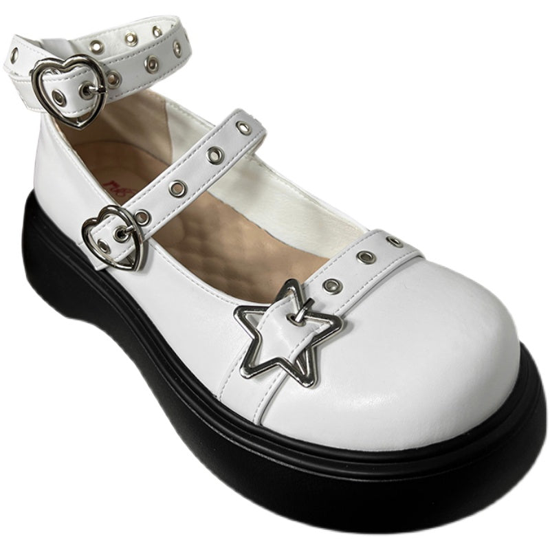 punk star buckle leather shoes  KF83179