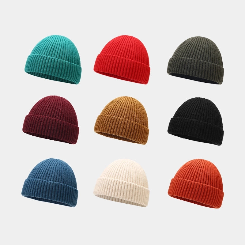 Unisex Basic Minimalist Solid Color Eaveless Wool Cap