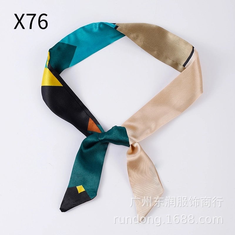 Silk Scarf Long Beveled Small Silk Scarf Double-layer Hair Belt Ribbon Decoration Tie Bag Hand Gift Box Silk Scarf