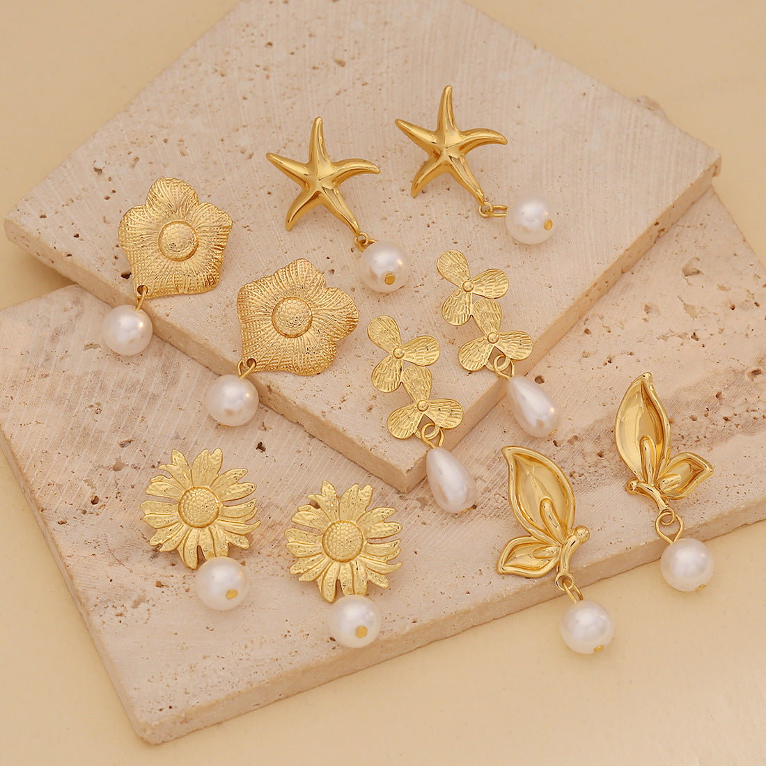 Stainless Steel Earrings Flower Earrings Female Cold Style Exaggerated Earrings E594