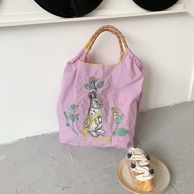 Unisex Cute Rabbit Owl Nylon Shopping Bags