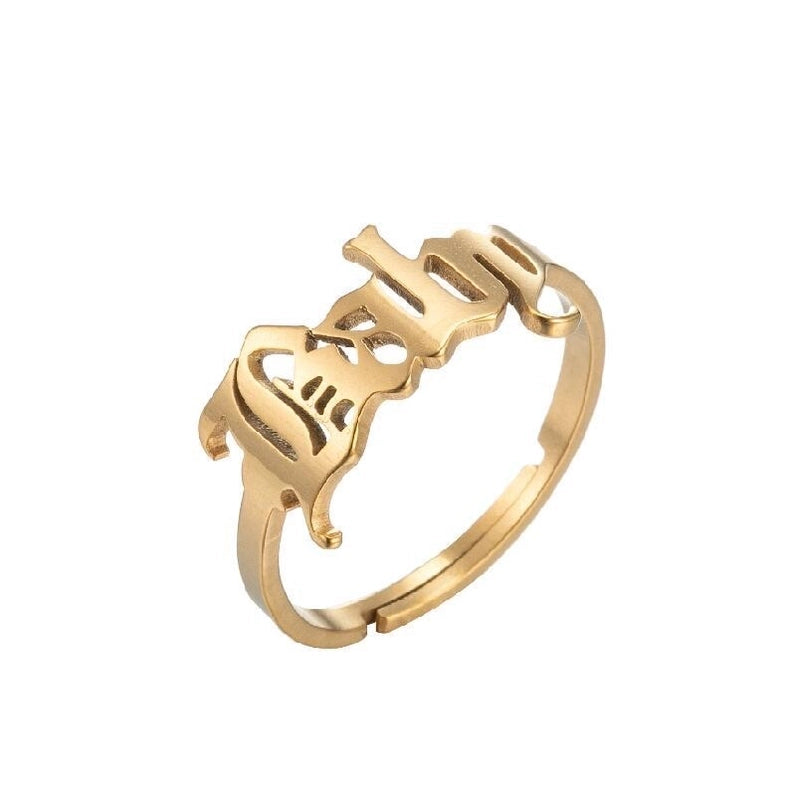 Fashion Letter 201 Stainless Steel 18K Gold Plated Hollow Out Rings