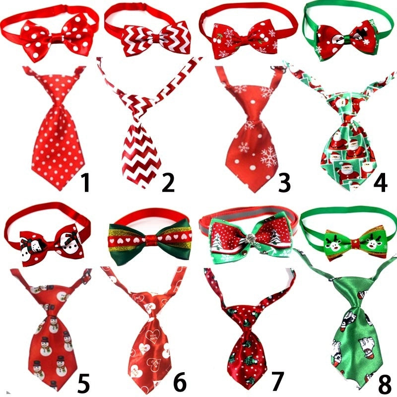 Casual Ribbon Christmas Color Block Bowknot Pet Accessories 1 Piece